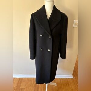 COS Wool Double-Breasted Black Mid Length Pea Coat